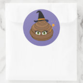 Leuke en grappige Witchy Poop Emoji Ronde Sticker (Tas)