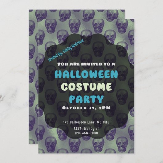 Leuke en griezelige schedel Metallic achtergrond H Kaart (Voorkant / Achterkant)