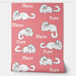 Leuke en grillige Perzische Katten op Roze Behang