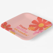 Leuke en Groovy Retro Bloemen Gelukkige Verjaardag Papieren Bordje (Gebogen)