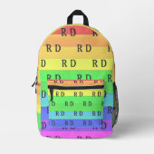 Leuke en heldere Monogrammed Rainbow Stripes, Cust Bedrukte Rugzak (Voorkant)