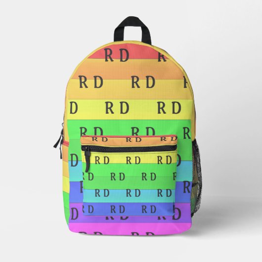 Leuke en heldere Monogrammed Rainbow Stripes, Cust Bedrukte Rugzak (Voorkant)