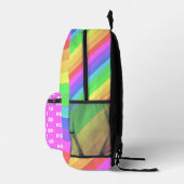 Leuke en heldere regenboogstrepen, monogrammen op  bedrukte rugzak (Rechts)