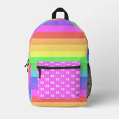 Leuke en heldere regenboogstrepen, monogrammen op  bedrukte rugzak (Voorkant)