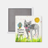 Leuke en kleurrijke Boston Terrier Magnet 2" Magneet (Voorkant / Achterkant)