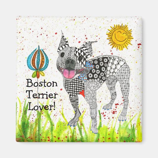 Leuke en kleurrijke Boston Terrier Magnet 2" Magneet (Voorkant)