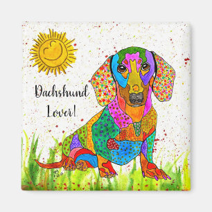Leuke en kleurrijke Dachshund Magnet 2" Magneet