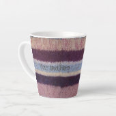 Leuke en kleurrijke hand gebreide strepen latte mok (Linkerhoek)
