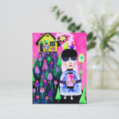 Leuke en kleurrijke Mixed Media Collage Briefkaart (Staand voorkant)