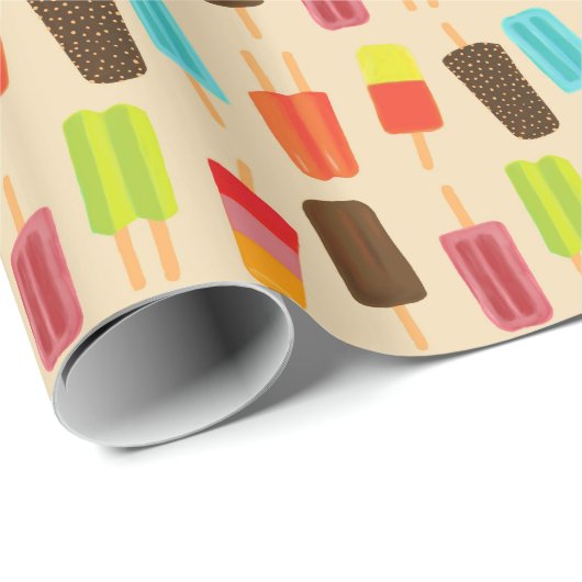 Leuke en kleurrijke Popsicles Retro Patroon Cadeaupapier (Rol Hoek)