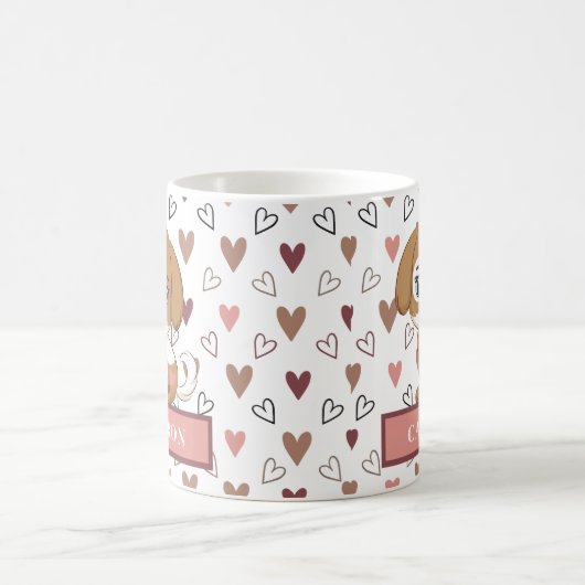 Leuke en lieve puppy roze Canvas tas Koffiemok (Center)