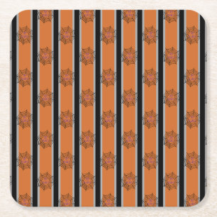 Leuke en mooie Halloween-spinnenwebben Vierkante Kartonnen Onderzetter