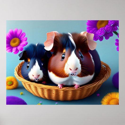 Leuke en schattige cavia's poster (Voorkant)