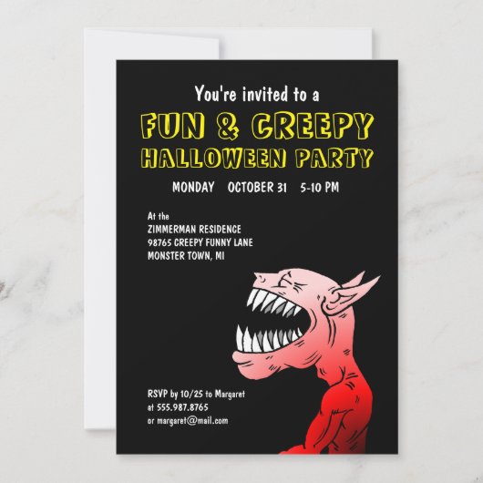 Leuke & enge Halloween-feest uitnodiging (Voorkant)