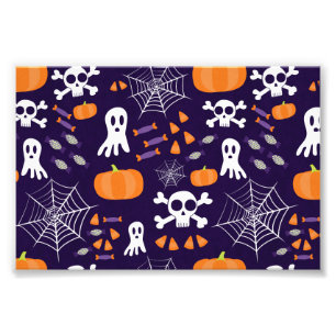 Leuke enge Halloween-figuren Foto Afdruk