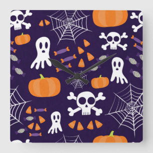 Leuke enge Halloween-personages Vierkante Klok