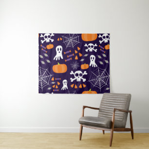 Leuke enge Halloween-personages Wandkleed