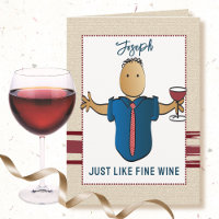 Leuke Etnische Man Cartoon Rode Wijn Classy Verjaa