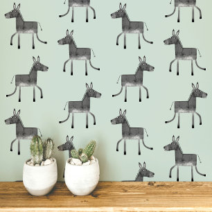 Leuke Ezel Grijs Salie Groen Patroon Behang