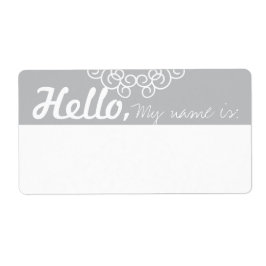 Leuke Fancy Party Naam Tags - Grijs & Wit Etiket