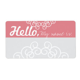 Leuke Fancy Party Naam Tags - Roze & Grijs Etiket