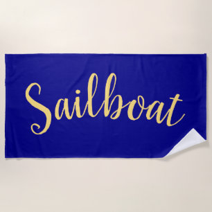 Leuke Fancy ZEILBOOT Deep Royal Blue Achtergrond Strandlaken