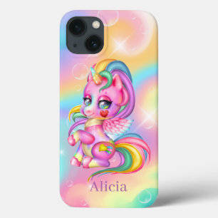 leuke fantasie unicorn voegt naam toe iPhone 13 hoesje