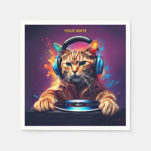 Leuke Fantasy Cat DJ Vinyl Servet