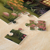 Leuke Fantasy Fairy Huizen Achtergrond Legpuzzel (Zijkant)