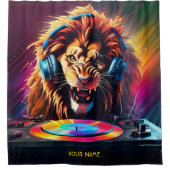 Leuke Fantasy Lion DJ Vinyl Douchegordijn (Voorkant)