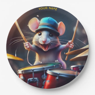Leuke Fantasy Muis Spelen Drums Papieren Bordje