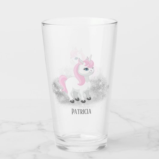 leuke Fantasy unicorn voegt naam toe Glas (Achterkant)