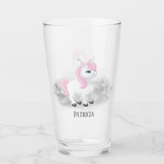 leuke Fantasy unicorn voegt naam toe Glas (Voorkant)