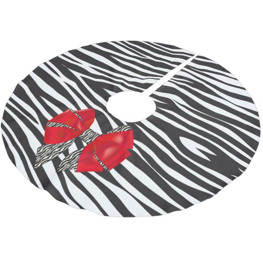Leuke Fantasy Zebra Print met Red Bow Kerstboom Rok (Gekanteld)