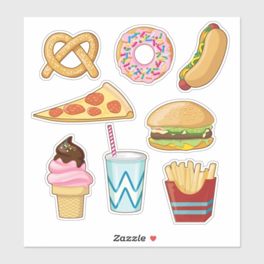 Leuke fastfood Stickers (Vel)