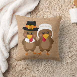 Leuke faux burlap Thanksgiving Vakantie kalkoen Kussen