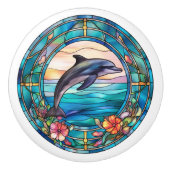Leuke faux gebrandschilderd glas dolfijn keramische knop (Voorkant)