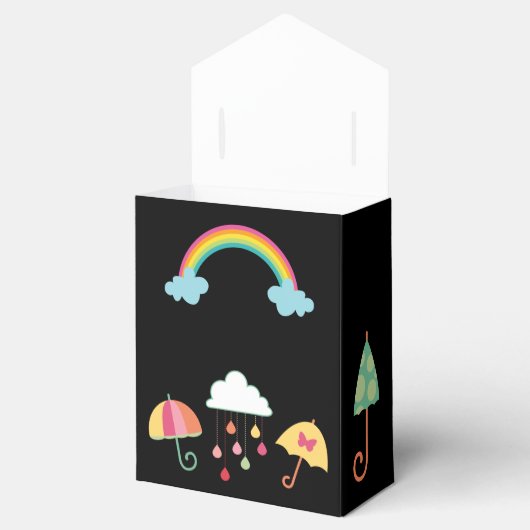 Leuke Favor Box W/Paraplu's, Regen & Regenboog Bedankdoosjes (Geopend)