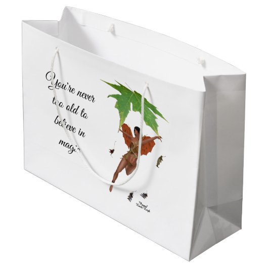 Leuke fee met bruine vleugels geschenk tas groot cadeauzakje (Achterkant Gekanteld)