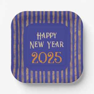 Leuke feestelijke Happy New Year middernacht blauw Papieren Bordje