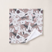 Leuke Feestelijke Kat Kerstmis Patroon Badkamer Bad Handdoek (Wasdoekje)