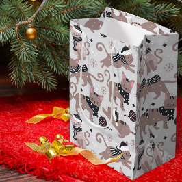 Leuke feestelijke kat kerstpatroon medium cadeauzakje