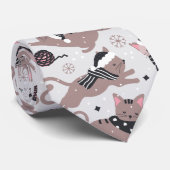 Leuke feestelijke kat kerstpatroon stropdas (Opgerold)