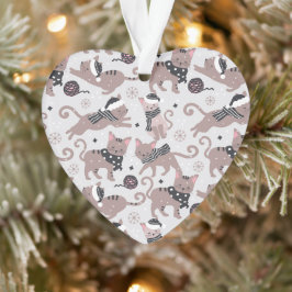 Leuke feestelijke kat patroon kerstboom hart ornament