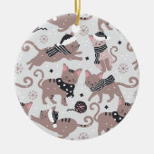 Leuke Feestelijke Kat Patroon Kerstboom Keramisch Ornament (Voorkant)