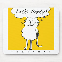 Leuke feestuitnodiging met een cartoonkat muismat