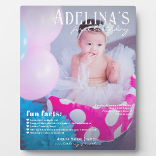 Leuke Feiten Baby's 1e Verjaardagstijdschrift Hoes Fotoplaat