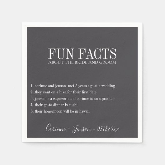 Leuke feiten Black Onyx gepersonaliseerd Servet (Voorkant)