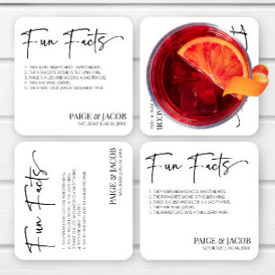 Leuke Feiten Klassieke Minimalistische Bruiloft Vierkante Kartonnen Onderzetter