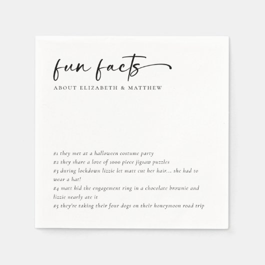 Leuke feiten minimalistisch script bruiloft servet (Voorkant)